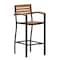 Flash Furniture Patio Bar Stool with Faux Teak Slats and Armrests XU-DG-HW6036B-ARM-GG - alternate 8